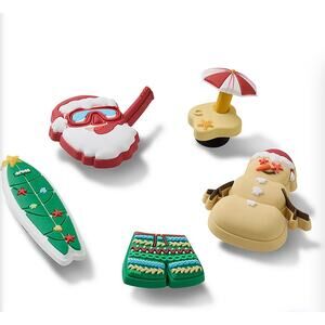 New Crocs Jibbitz Holiday Beach 5-Pack Christmas Summer Sand Snowman Charms NIP